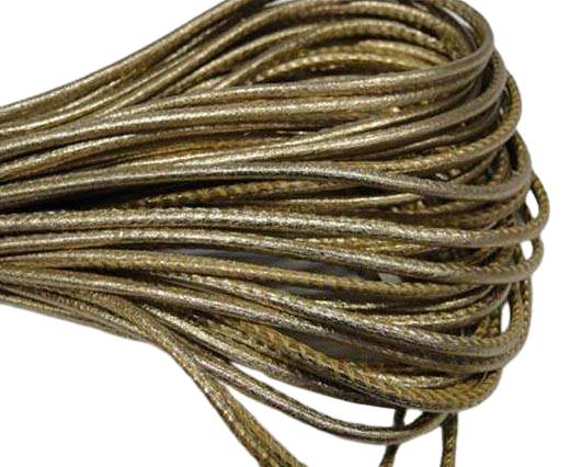 Round stitched nappa leather cord 2,5mm-Metallic gold