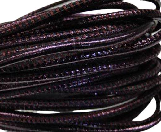 Round stitched nappa leather cord 2,5mm-Metallic purple
