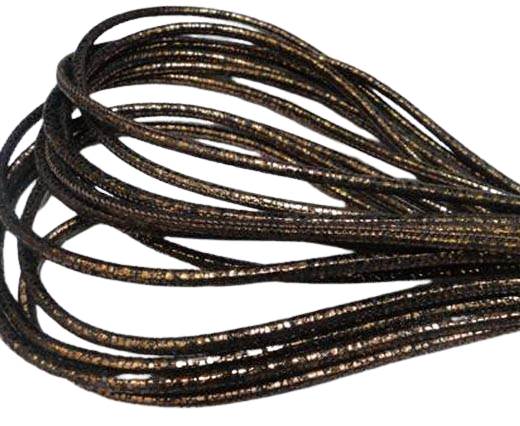 Round stitched nappa leather cord 2,5mm - Stitch Glitter Gold