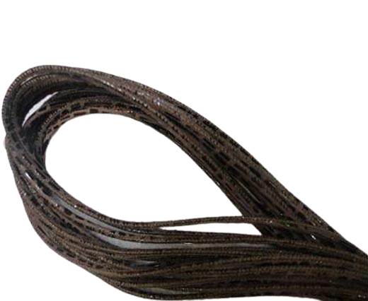 Round stitched nappa leather cord 2,5mm - Stitch Lizzard Brown