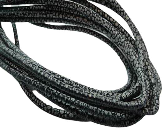 Round stitched nappa leather cord 3mm-RAZA DARK BLUE + PAILL. GREY