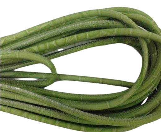 Round stitched nappa leather cord 4mm-crocodile style-green