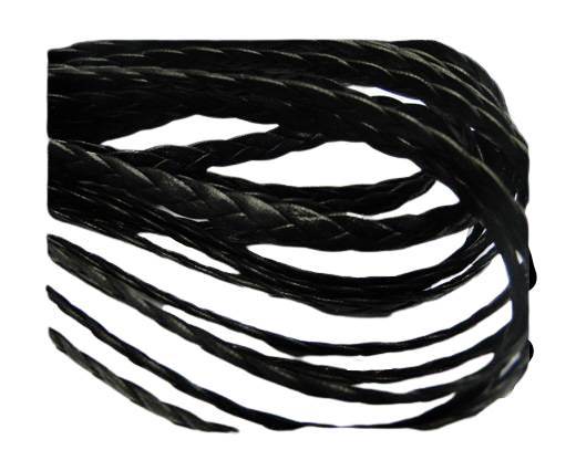 Round stitched nappa leather cord 5mm-BLACK