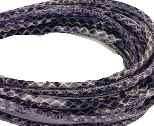 Round stitched nappa leather cord black-grey-white -4mm