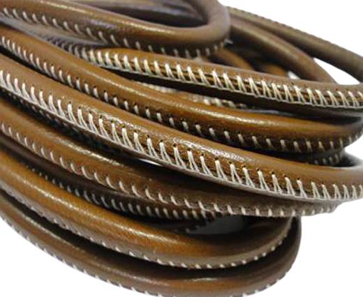 Round stitched nappa leather cord Brown - 4 mm