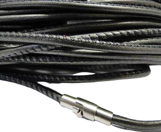 Round stitched nappa leather cord grey-2,5mm