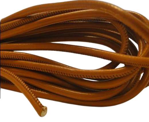 Round stitched nappa leather cord Light Orange-4mm