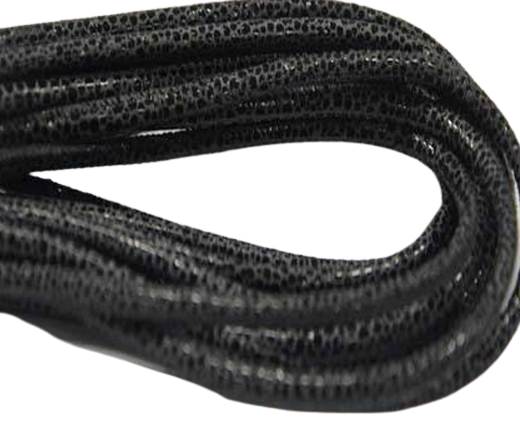 Round stitched nappa leather cord Lizard-Style -Raza Grey black-4mm