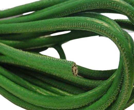 Round stitched nappa leather cord Moss green-4mm