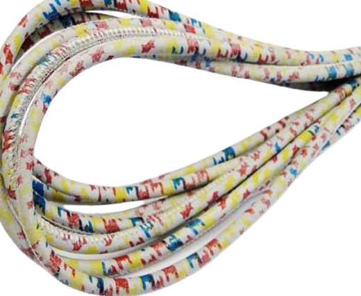 Round stitched nappa leather cord Scotish Print 6-4mm