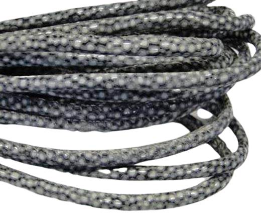 Round stitched nappa leather cord Snake-Sting ray style Grey-4mm