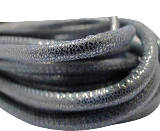 Round stitched nappa leather cord Snake-style-Blue Grey-4mm