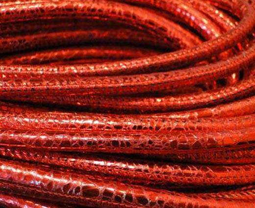 Round stitched nappa leather cord Snake-style-Metalic Red-4mm