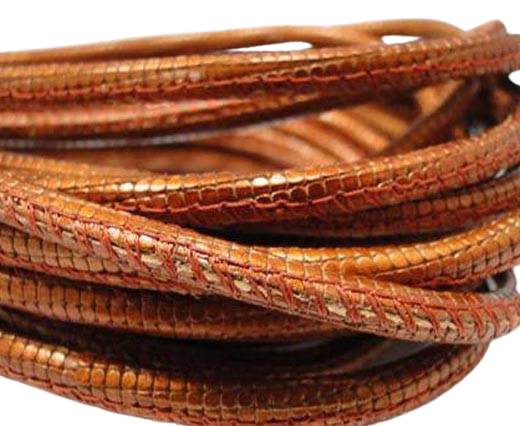 Round stitched nappa leather cord Snake-style-Orange -4mm