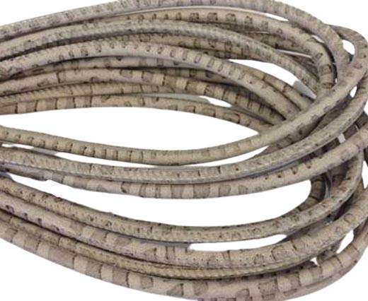 Round stitched nappa leather cord Snake style- Grey-Beige -4mm