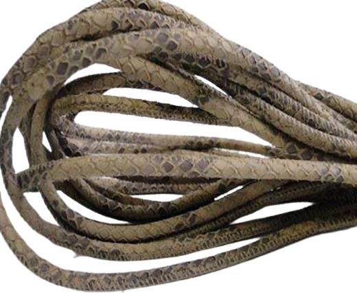 Round stitched nappa leather cord Snake style- Vintage Sand -4mm