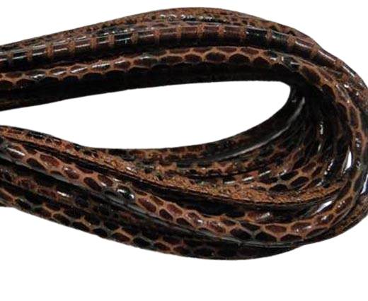 Round stitched nappa leather cord Snake style-Black brown-4mm