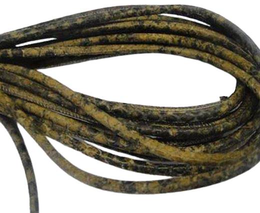 Round stitched nappa leather cord Snake style-black sand-4mm