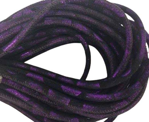 Round stitched nappa leather cord Snake style-purpel-black-4mm