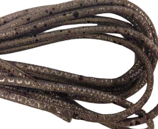 Round stitched nappa leather cord Snake style-python bronze-4mm