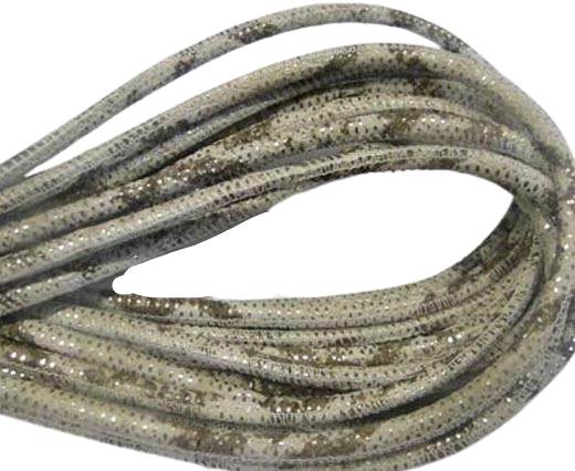 Round stitched nappa leather cord Snake style-silver-beige-brown-4mm
