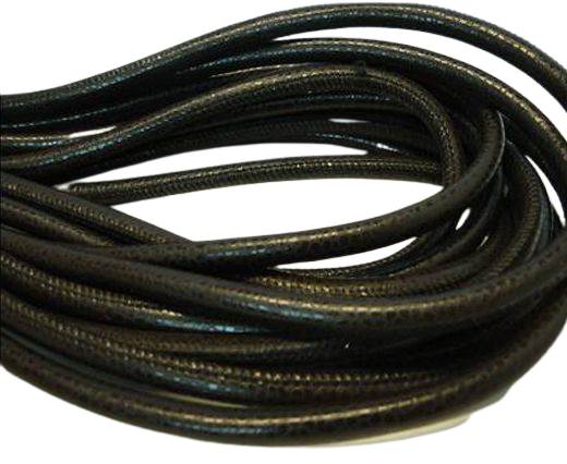 Round stitched nappa leather cord Snake Style Dark Dotted Brown-4mm