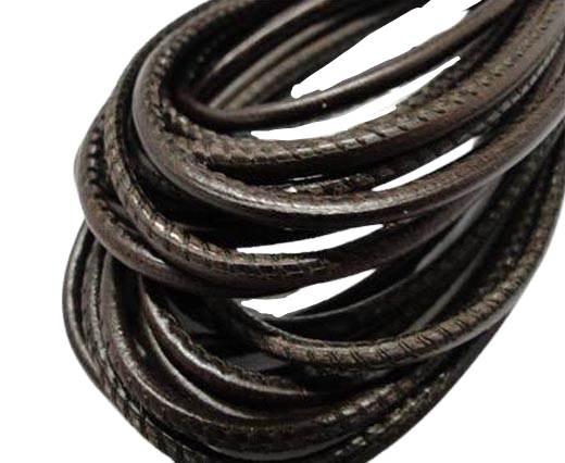 Round stitched nappa leather cord Vintage dark brown-2,5mm