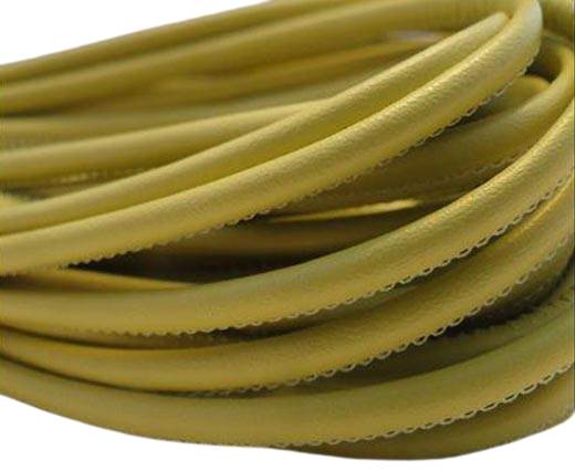 Round stitched nappa leather cord Yellow Green-2,5mm