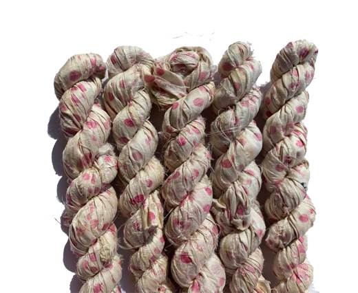 SARI SILK color number 17 cream with pink dots