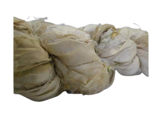 Sari silk ribbons- Beige White