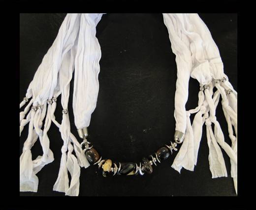 Scarf With Beads Style12-White