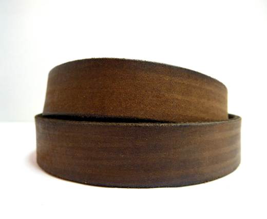 Vintage Style Flat Leather - 14mm-Screchi dark brown