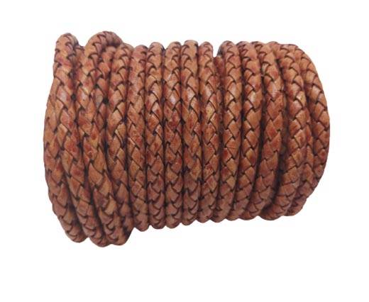 Round Braided Leather Cord SE-PB-05-Terracotta - 6mm