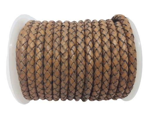 Round Braided Leather Cord  SE-PB-Dark_Grey - 6mm