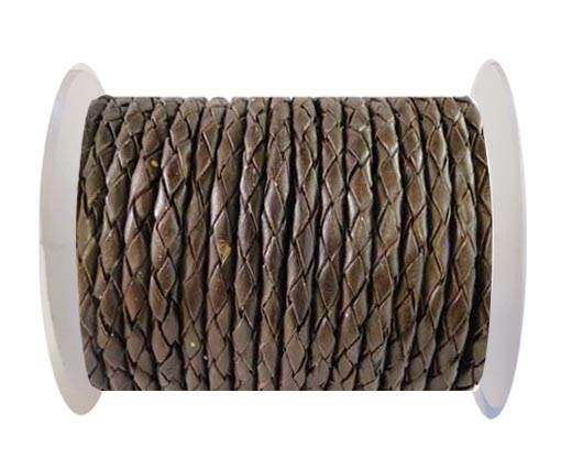 Round Braided Leather Cord SE/B/03-Dark Brown - 4mm