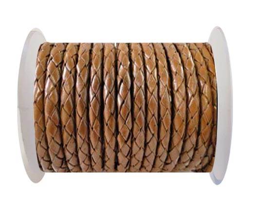 RoundRound Braided Leather Cord SE/B/07-Medium Brown - 4mm