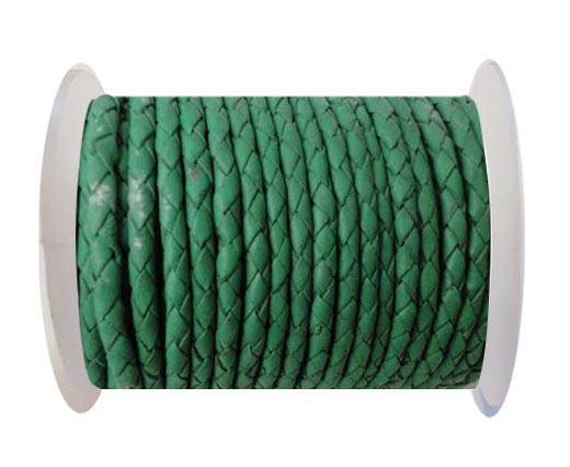 Round Braided Leather Cord SE/B/523-Moss Green-8mm