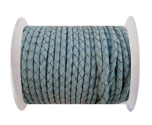 Round Braided Leather Cord SE/B/545-Baby blue-8mm