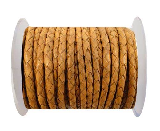 Round Braided Leather Cord SE/B/712-Camel - 4mm