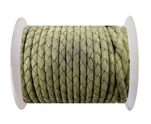 Round Braided Leather Cord SE/B/516-Pastel Green-8mm