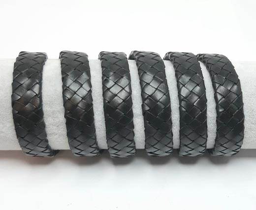 Oval Braided Leather Cord-15.5 by 4.5mm-SE_Black