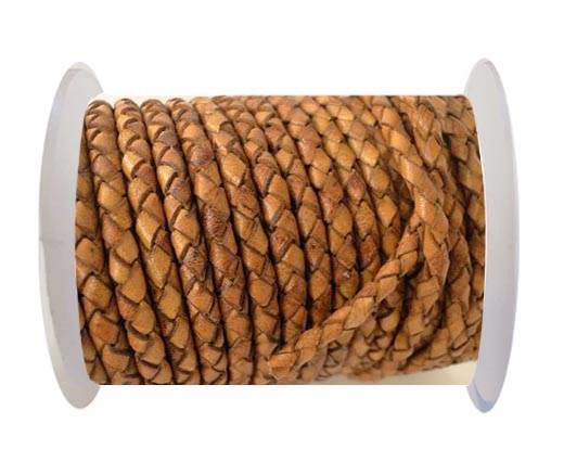 Round Braided Leather Cord SE/DB/02-Cinnamon - 4mm