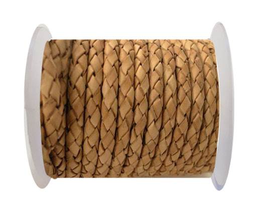 Round Braided Leather Cord SE/DB/21-Vintage Beige - 4mm