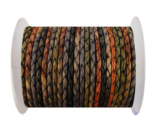 Round Braided Leather Cord SE/DM/04-Dark Shades - 4mm