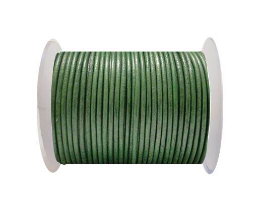 Round Leather Cord SE/R/Metallic Apple Green - 3mm