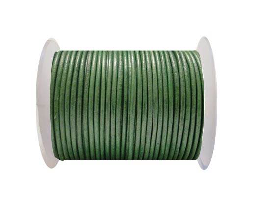 Round Leather Cord SE/R/Metallic Apple Green - 3mm