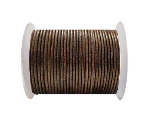 Round Leather Cord SE/R/Metallic Tamba - 3mm