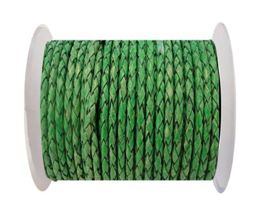 Round Braided Leather Cord SE/PB/01-Vintage Moss Green-3mm