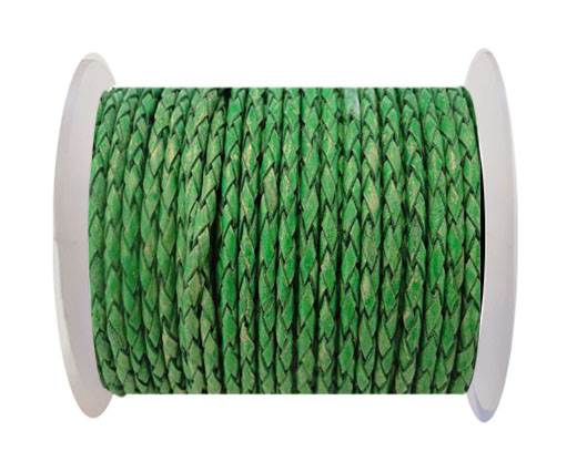 Round Braided Leather Cord SE/PB/01-Vintage Moss Green-8mm