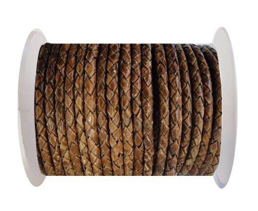 Round Braided Leather Cord SE/PB/04-Hazelnut - 4mm